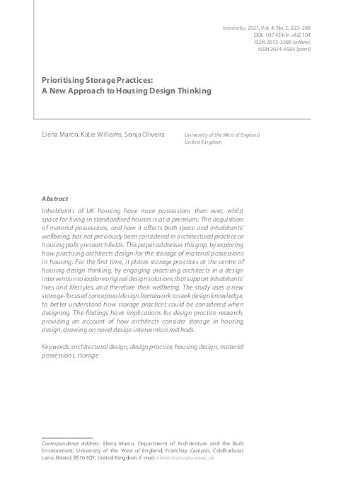 Prioritising storage practices: A new approach to housing design thinking Thumbnail