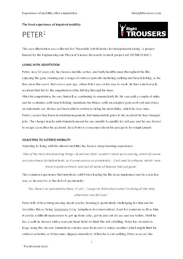 Case Studies for the paper: 'Service user perspectives on the future of mobility assistive devices: Understanding user’s assistive device experiences and needs Thumbnail