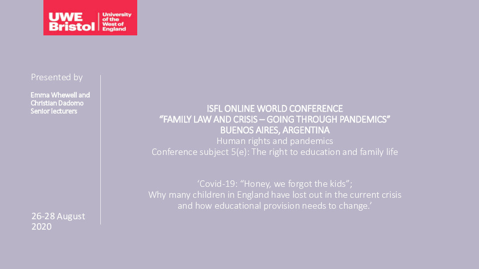 Covid-19: “Honey, we forgot the kids”; Why many children in England have lost out in the current crisis and how educational provision needs to change Thumbnail