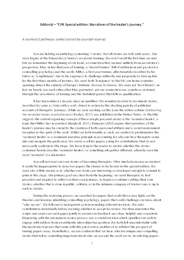 Editorial: A myriad of pathways (What cannot be counted reprise) Thumbnail