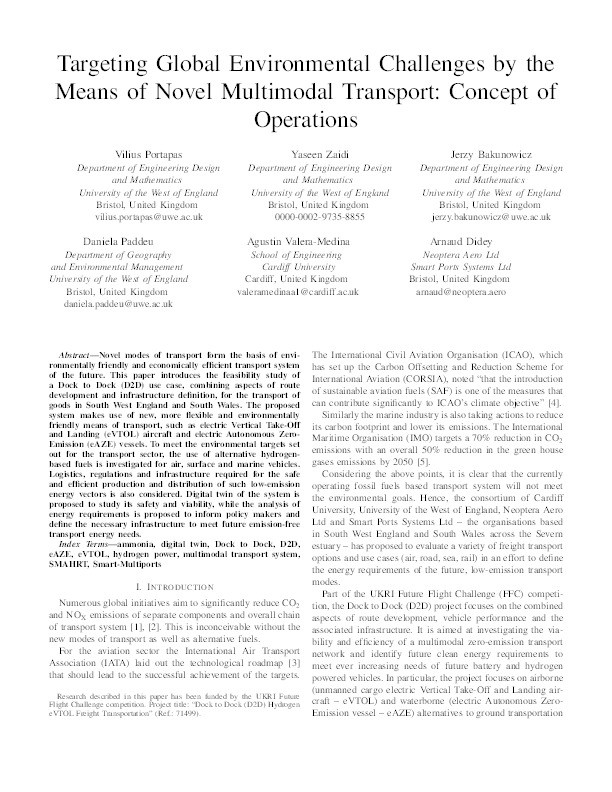 Targeting global environmental challenges by the means of novel multimodal transport: Concept of operations Thumbnail