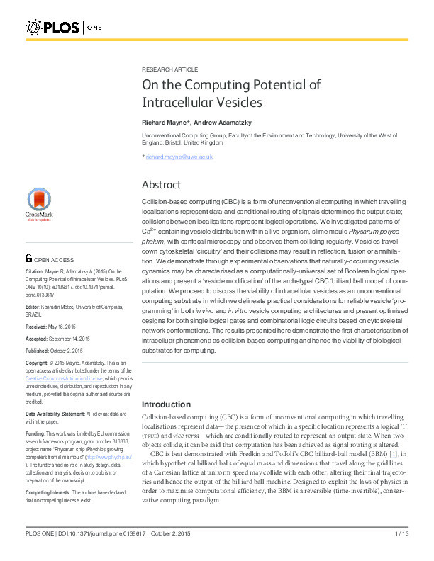 On the computing potential of intracellular vesicles Thumbnail