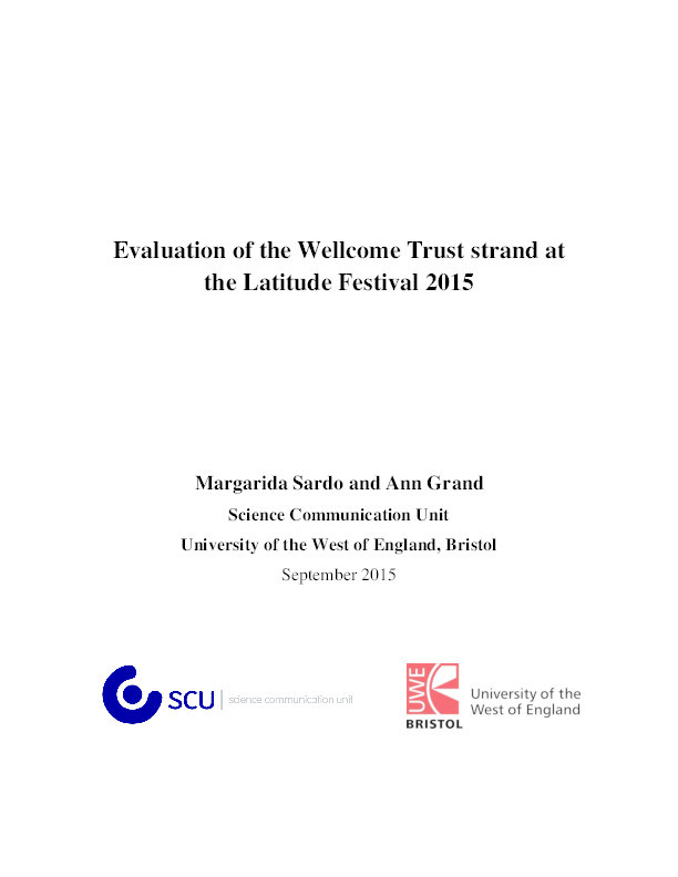 Evaluation of the Wellcome Trust strand at the Latitude Festival 2015 Thumbnail