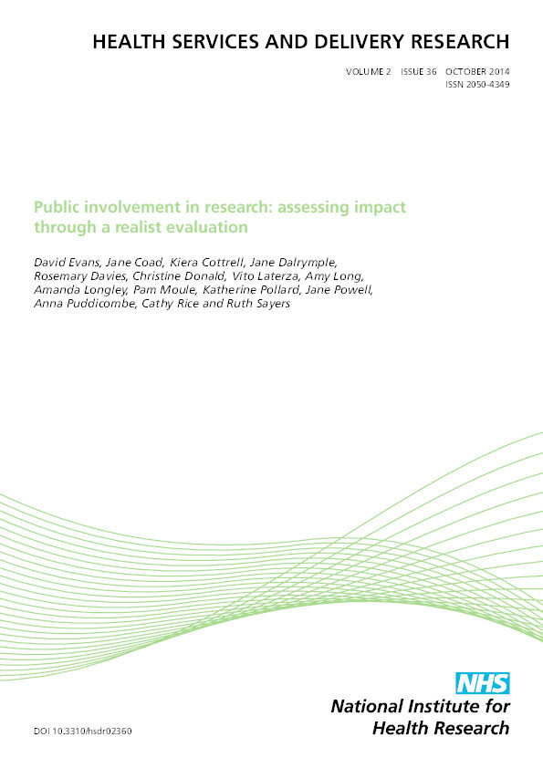 Public involvement in research: Assessing impact through a realist evaluation Thumbnail