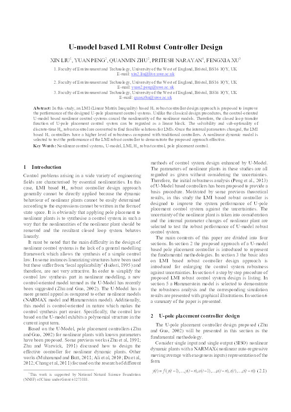 U-model based LMI robust controller design Thumbnail