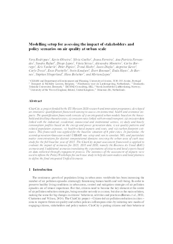 Modeling setup for assessing the impact of stakeholders and policy scenarios on air quality at urban scale Thumbnail