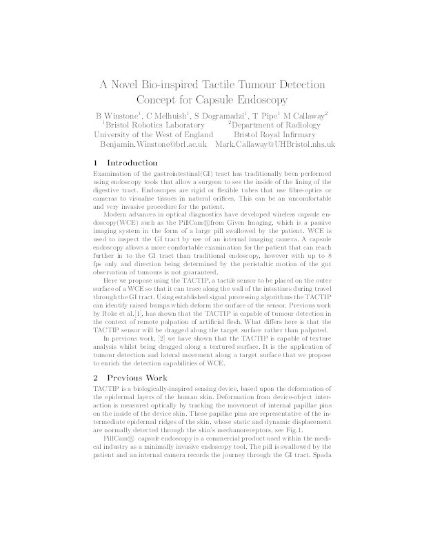 A novel bio-inspired tactile tumour detection concept for capsule endoscopy Thumbnail