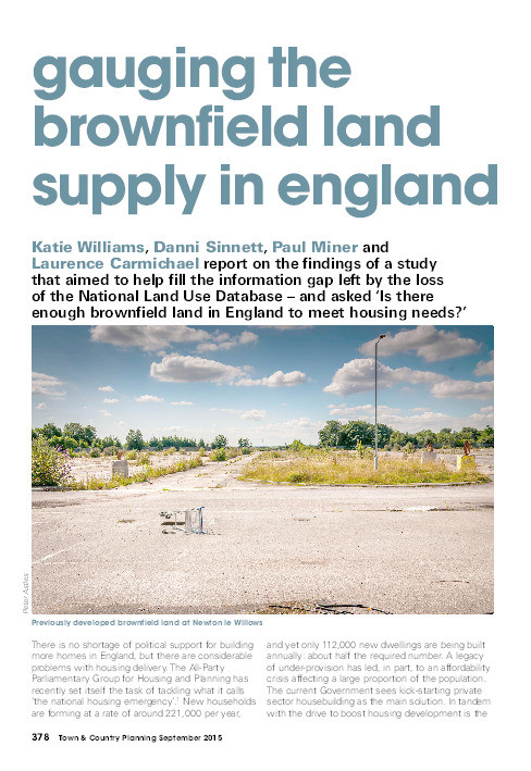 Gauging the brownfield land supply in England Thumbnail