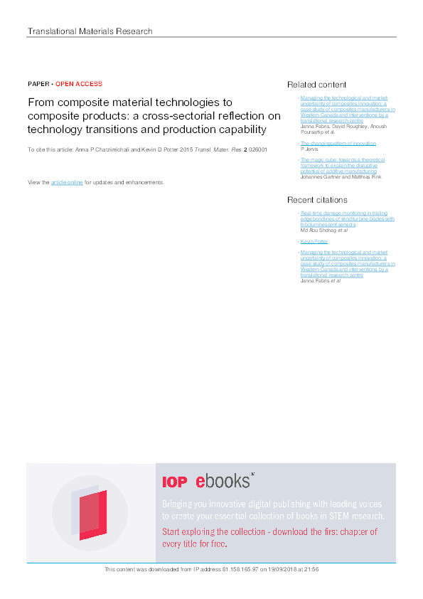 From composite material technologies to composite products: A cross-sectorial reflection on technology transitions and production capability Thumbnail