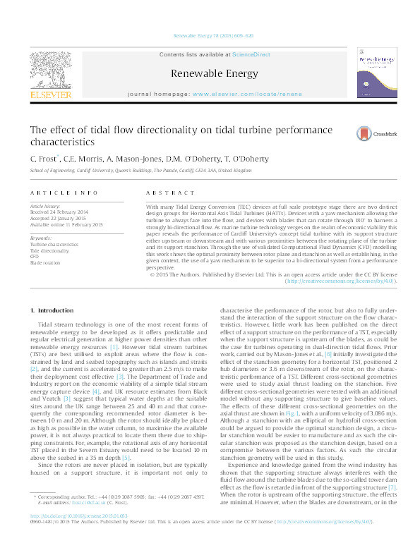 The effect of tidal flow directionality on tidal turbine performance characteristics Thumbnail