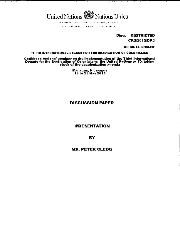 Taking stock of the decolonization agenda – The UK overseas territories (Caribbean, Bermuda, and St Helena): Current positions and future options Thumbnail