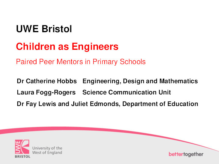 Children as engineers: Maximising engineering outreach for universities Thumbnail