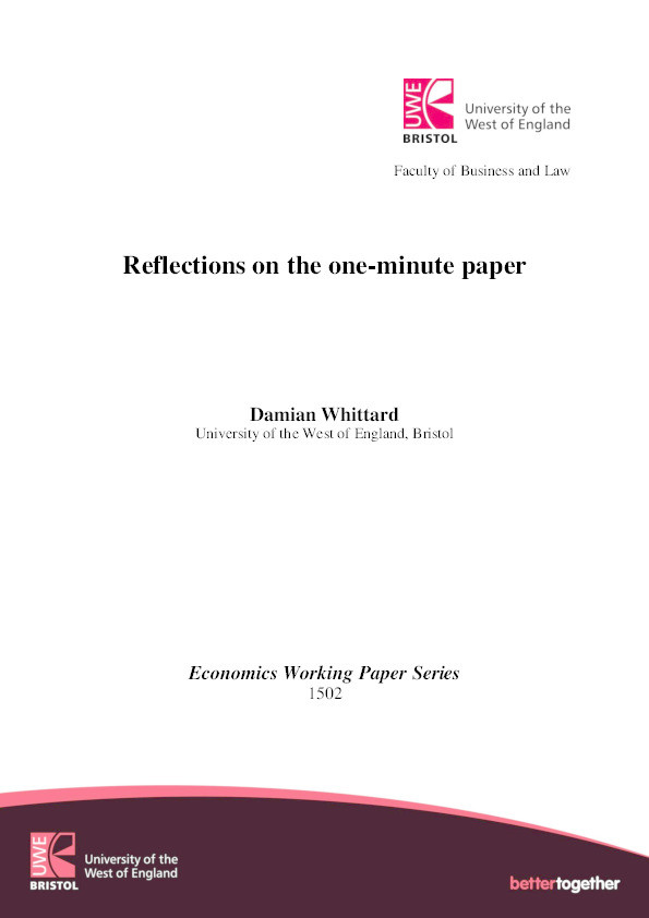 Reflections on the one-minute paper Thumbnail