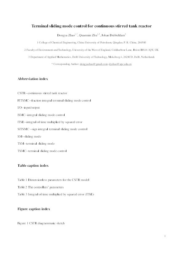 Terminal sliding mode control for continuous stirred tank reactor Thumbnail