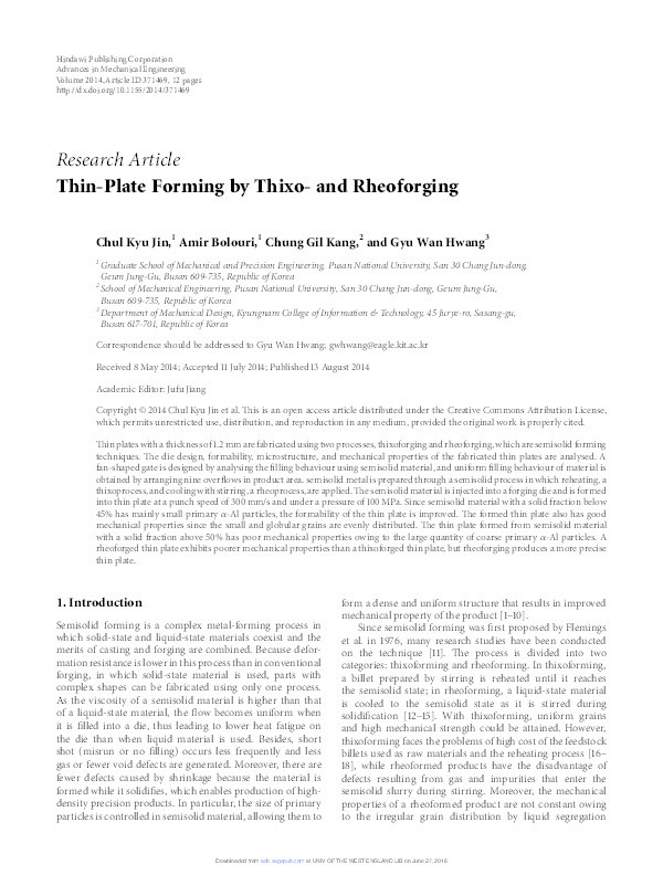 Thin-plate forming by thixo- and rheoforging Thumbnail