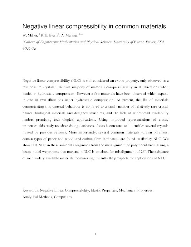 Negative linear compressibility in common materials Thumbnail
