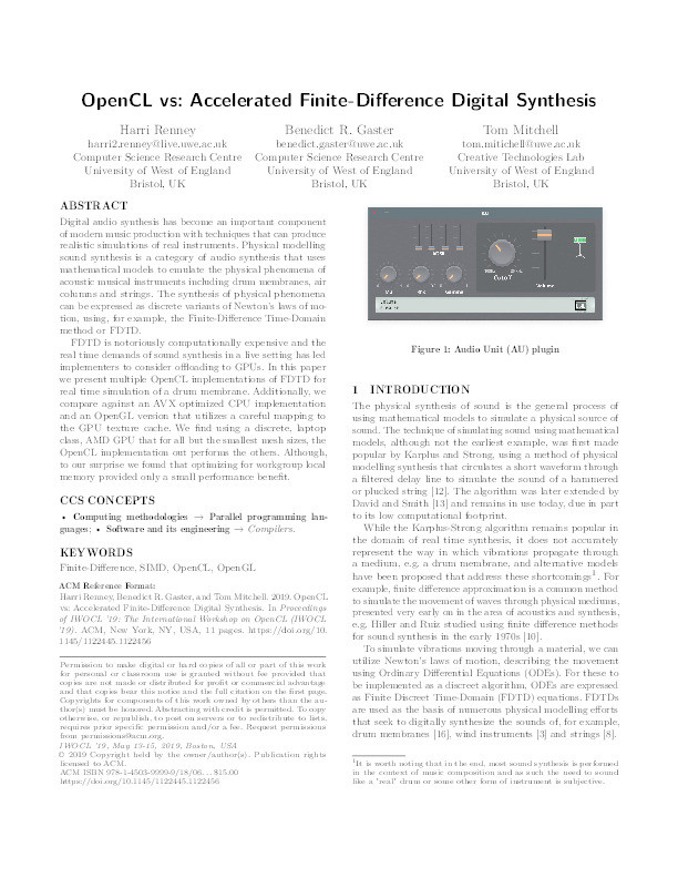 OpenCL vs: Accelerated finite-difference digital synthesis Thumbnail