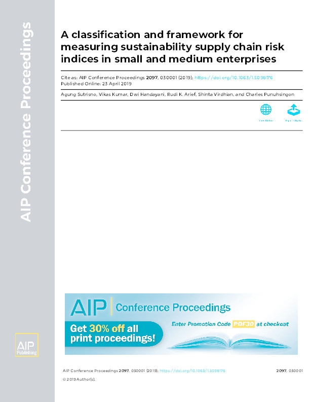 A classification and framework for measuring sustainability supply chain risk indices in small and medium enterprises Thumbnail