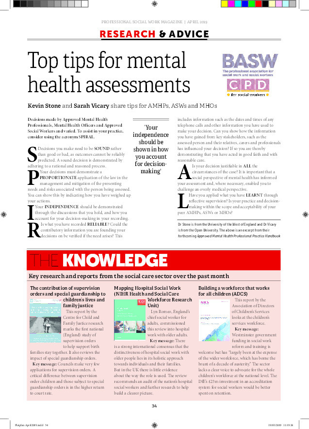 Decision making by approved mental health professionals, approved social workers, and mental health officers Thumbnail