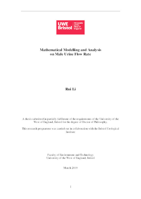 Mathematical modelling and analysis on male urine flow rate Thumbnail