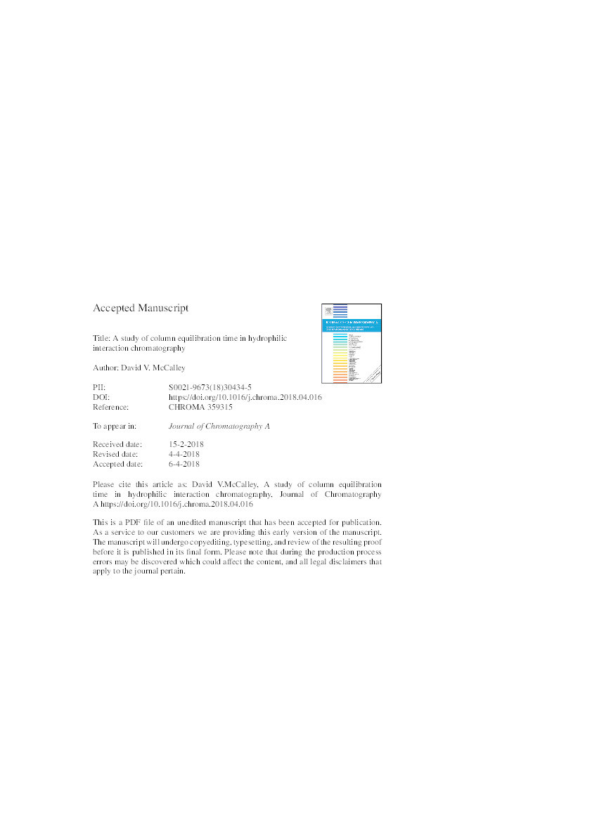 A study of column equilibration time in hydrophilic interaction chromatography Thumbnail