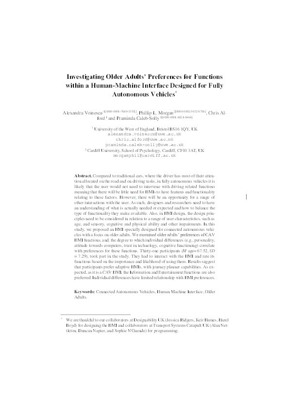 Investigating older adults’ preferences for functions within a human-machine interface designed for fully autonomous vehicles Thumbnail