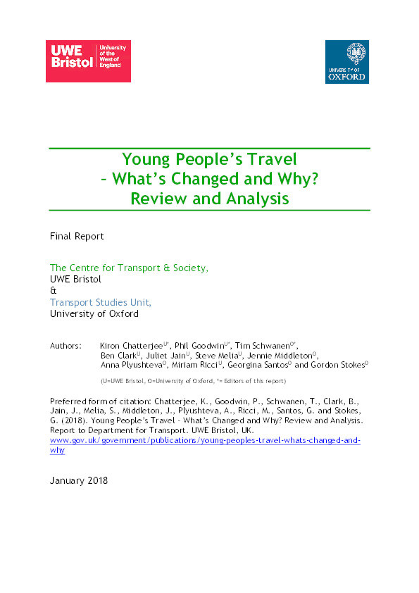 Young people’s travel – What’s changed and why? Review and analysis Thumbnail