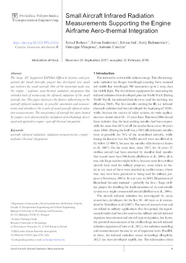 Small aircraft infrared radiation measurements supporting the engine airframe aero-thermal integration Thumbnail