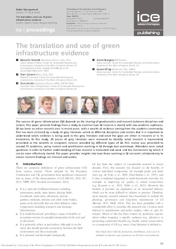 The translation and use of green infrastructure evidence Thumbnail