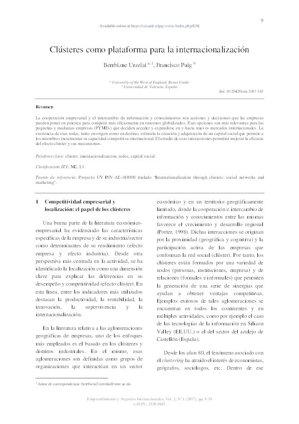 Clusters as platforms for internationalization Thumbnail