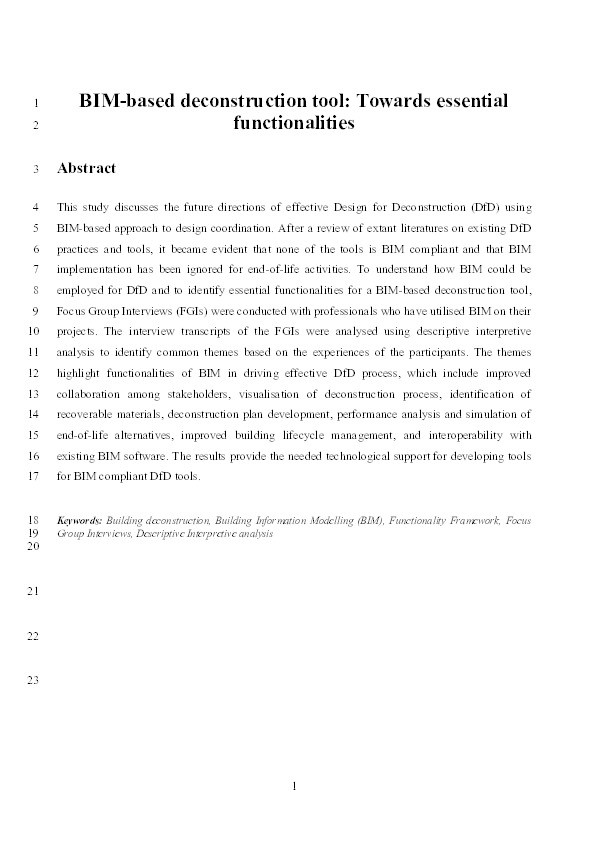 BIM-based deconstruction tool: Towards essential functionalities Thumbnail