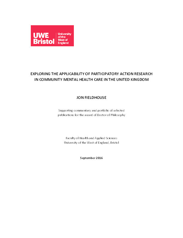 Exploring the applicability of participatory action research in community mental health care in the UK Thumbnail