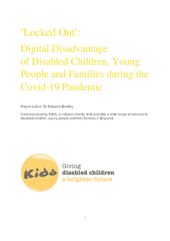 ‘Locked out’: Digital disadvantage of disabled children, young people and families during the Covid-19 pandemic Thumbnail