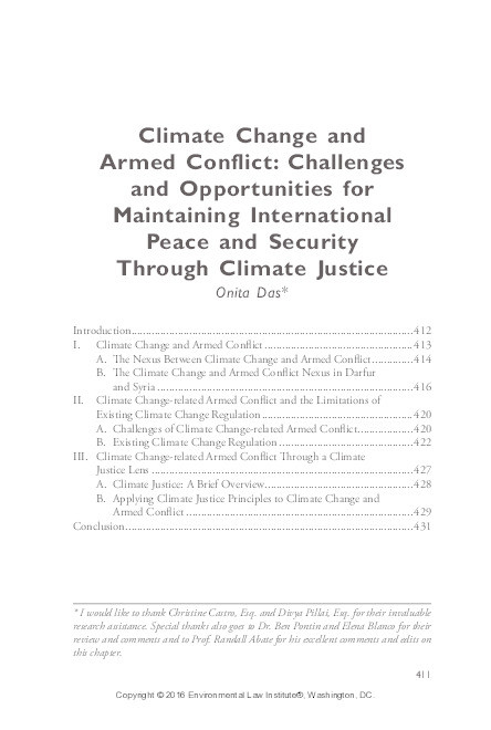 'Climate change and armed conflict: Challenges and opportunities for maintaining international peace and security through climate justice' Thumbnail