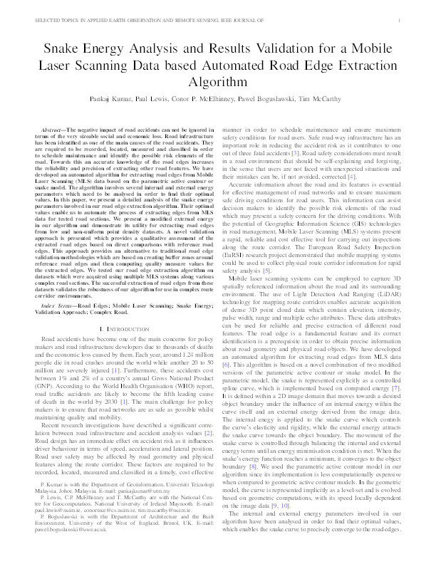 Snake energy analysis and result validation for a mobile laser scanning data-based automated road edge extraction algorithm Thumbnail