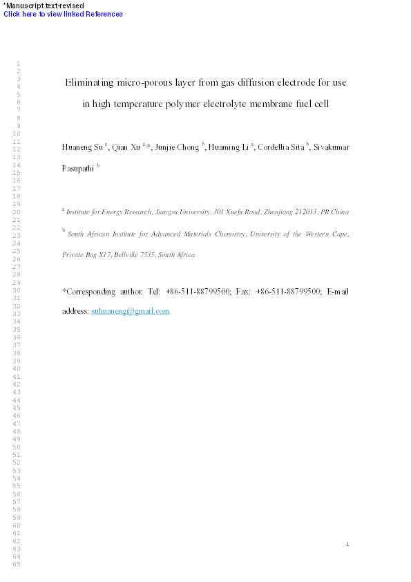 Eliminating micro-porous layer from gas diffusion electrode for use in high temperature polymer electrolyte membrane fuel cell Thumbnail