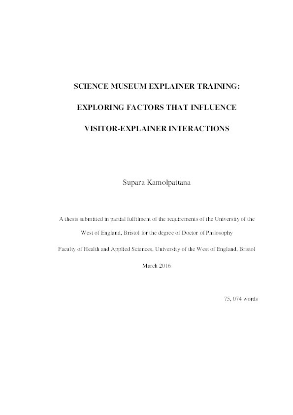 Science museum explainer training: Exploring factors that influence visitor-explainer interactions Thumbnail