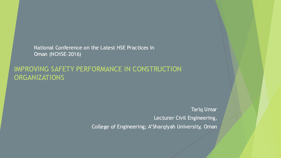 Improving safety performance in construction organizations Thumbnail