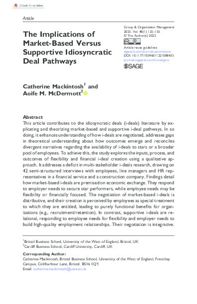 The implications of market-based versus supportive idiosyncratic deal pathways Thumbnail
