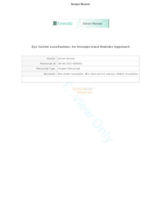 Eye centre localisation: An unsupervised modular approach Thumbnail
