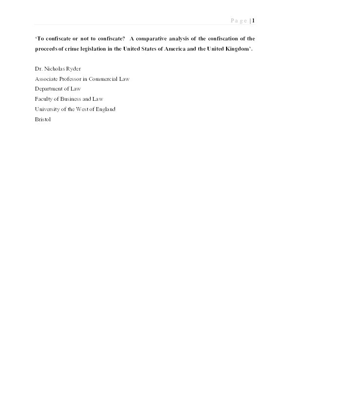 To confiscate or not to confiscate?  A comparative analysis of the confiscation of the proceeds of crime legislation in the United States of America and the United Kingdom Thumbnail