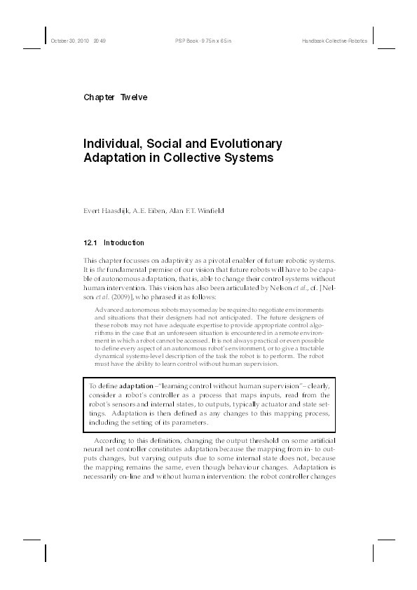 Individual, social and evolutionary adaptation in collective systems Thumbnail