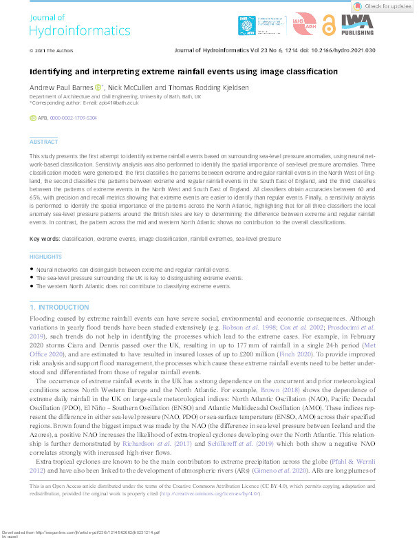 Identifying and interpreting extreme rainfall events using image classification Thumbnail