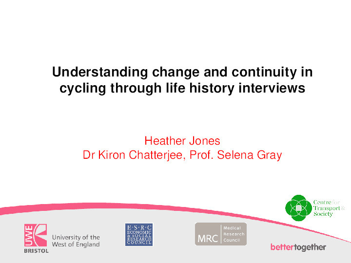 Understanding changes and continuity in cycling through life history interviews Thumbnail