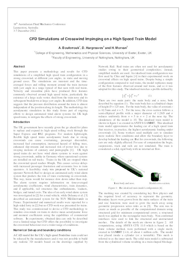 CFD simulations of crosswind impinging on a high speed train model Thumbnail