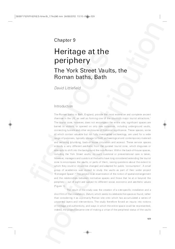 Heritage at the Periphery; the York Street vaults, the Roman baths, bath Thumbnail
