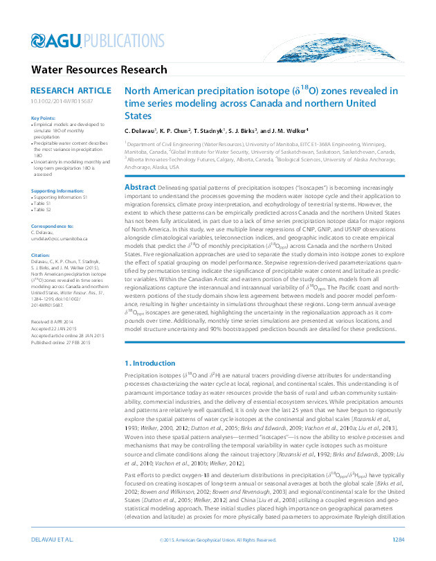 North American precipitation isotope (δ18O) zones revealed in time series modeling across Canada and northern United States Thumbnail