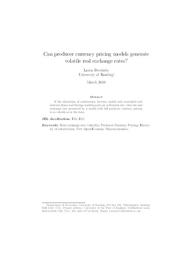 Can producer currency pricing models generate volatile real exchange rates? Thumbnail