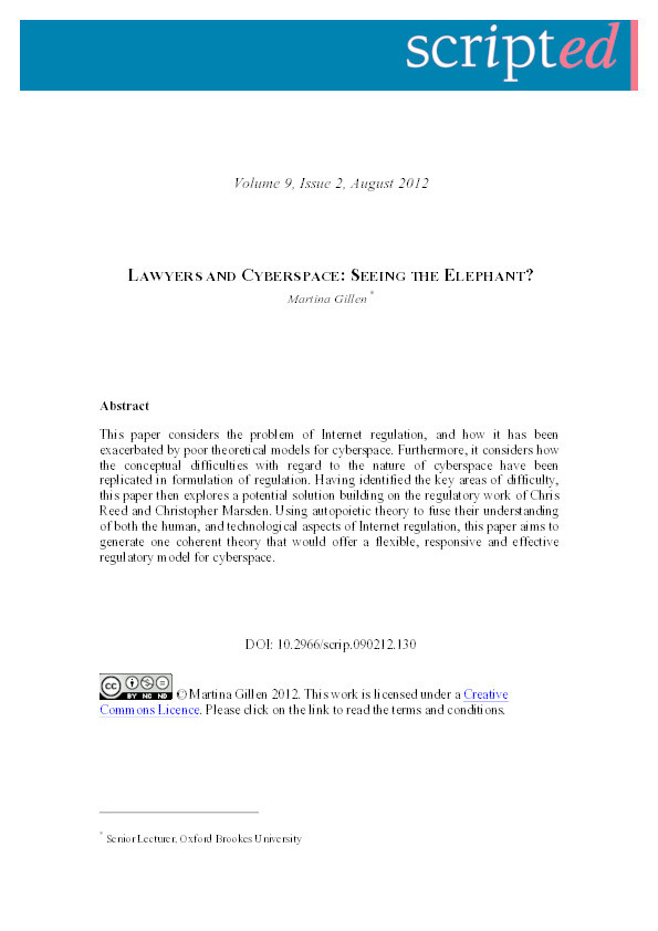 Lawyers and cyberspace: Seeing the elephant? Thumbnail
