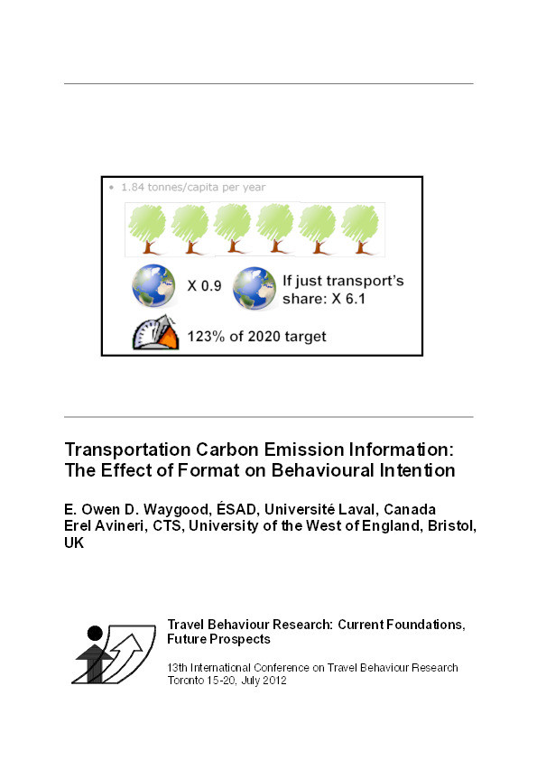 Transportation carbon emission information: the effect of format on behavioural intention Thumbnail